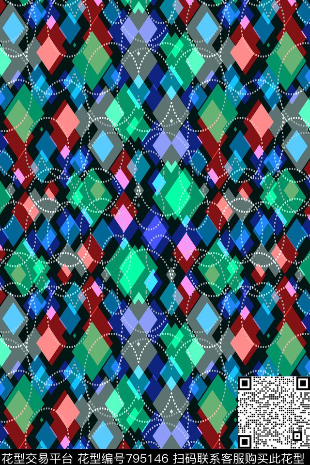 不规则几何小方块马赛克传统印花华亿平台下载（图片编号: 795146） - 瓦栏（Walan）