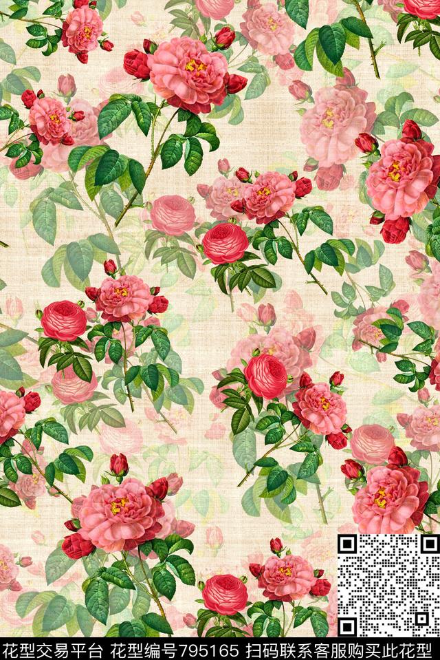 家纺类乱花花朵数码印花华亿平台下载（图片编号: 795165） - 瓦栏（Walan）