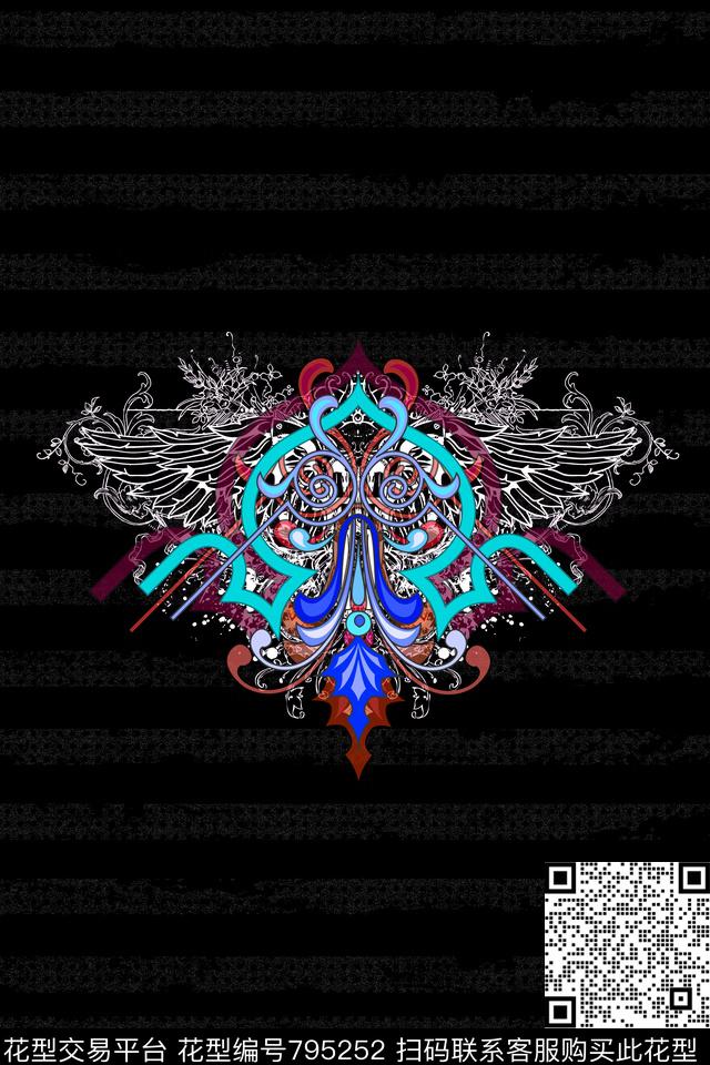 横条条纹趣味数码印花华亿平台下载（图片编号: 795252） - 瓦栏（Walan）