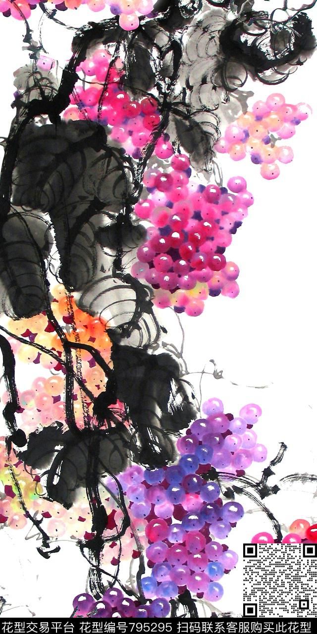 手绘数码印花水墨数码印花华亿平台下载（图片编号: 795295） - 瓦栏（Walan）