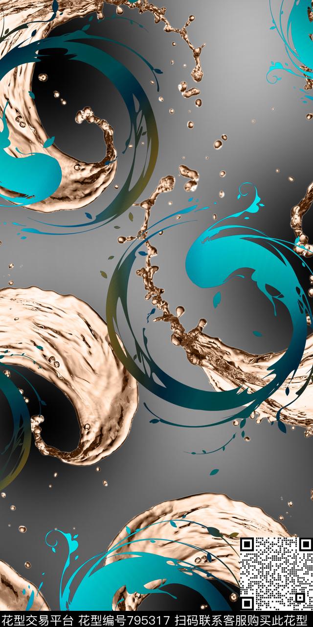 抽象几何线条数码印花华亿平台下载（图片编号: 795317） - 瓦栏（Walan）