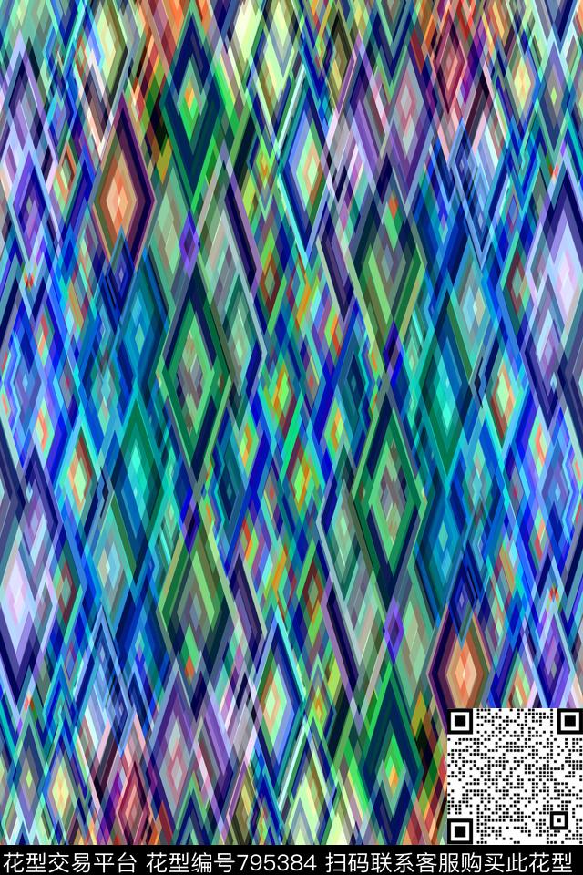 色块不规则几何菱形传统印花华亿平台下载（图片编号: 795384） - 瓦栏（Walan）