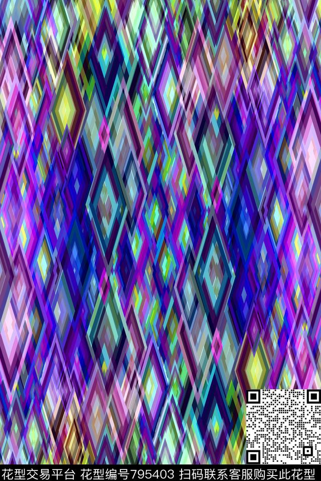 色块不规则几何菱形传统印花华亿平台下载（图片编号: 795403） - 瓦栏（Walan）