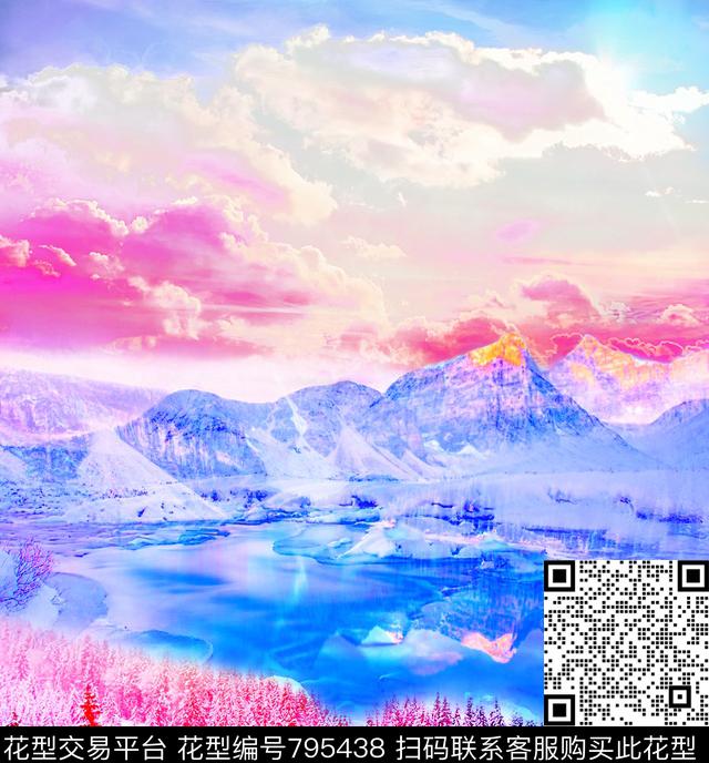 时尚女装景观风景时尚泳装数码印花华亿平台下载（图片编号: 795438） - 瓦栏（Walan）