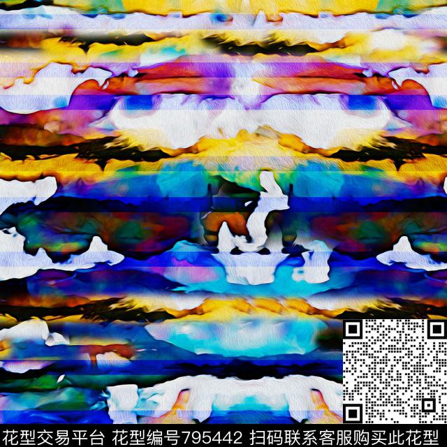 树枝抽象重彩数码印花华亿平台下载（图片编号: 795442） - 瓦栏（Walan）