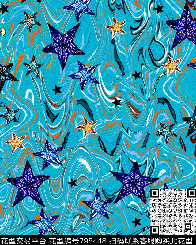树枝抽象重彩数码印花华亿平台下载（图片编号: 795448） - 瓦栏（Walan）
