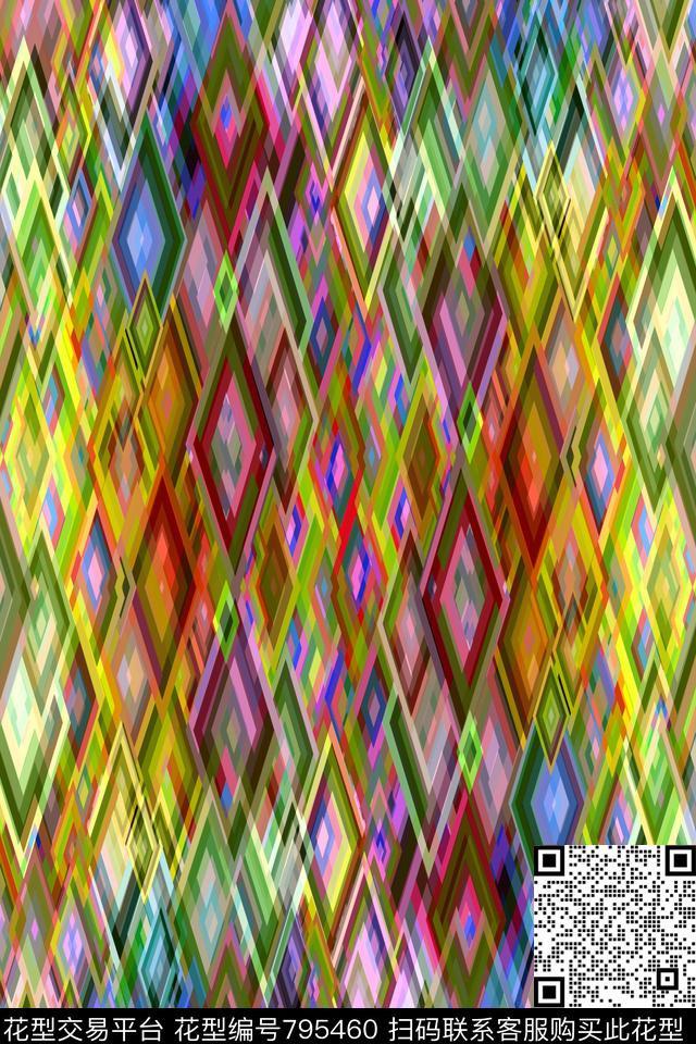 色块不规则几何菱形传统印花华亿平台下载（图片编号: 795460） - 瓦栏（Walan）