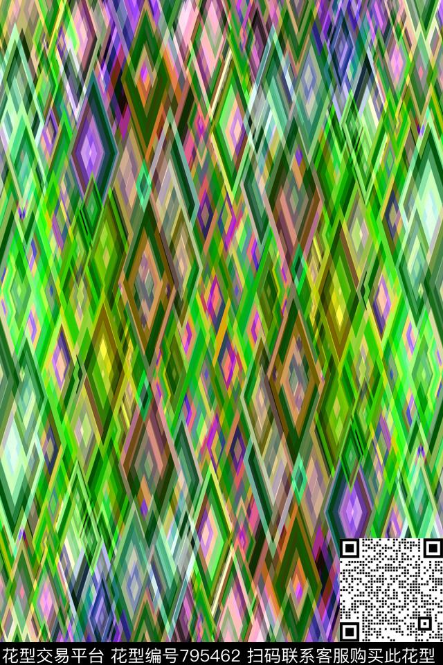 色块不规则几何菱形传统印花华亿平台下载（图片编号: 795462） - 瓦栏（Walan）