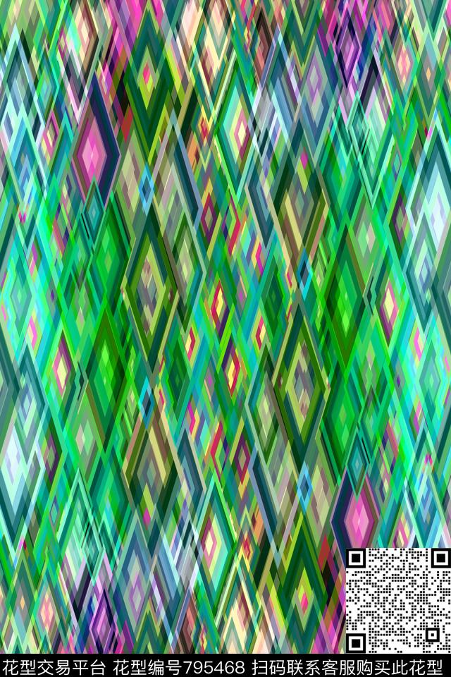 色块不规则几何菱形传统印花华亿平台下载（图片编号: 795468） - 瓦栏（Walan）