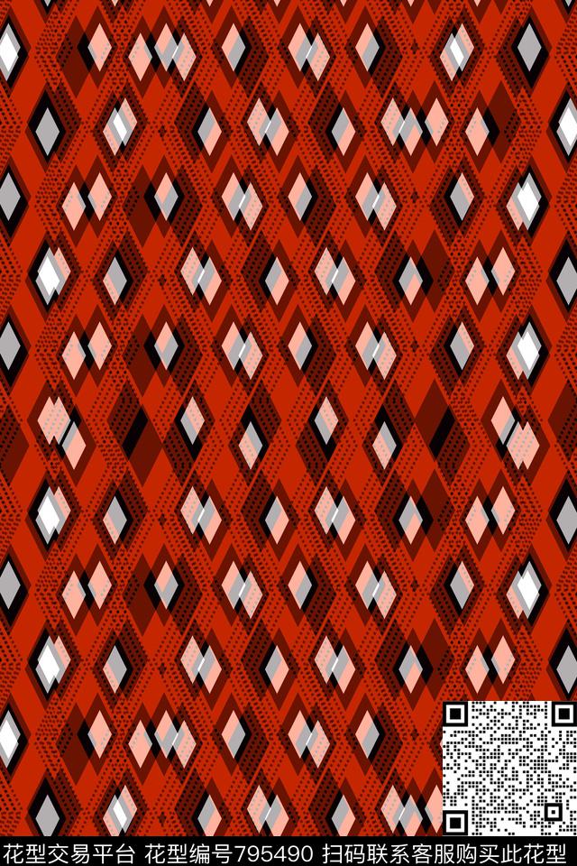 色块不规则几何菱形传统印花华亿平台下载（图片编号: 795490） - 瓦栏（Walan）