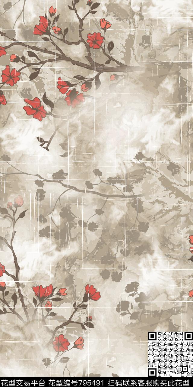 花卉乱花满版花数码印花华亿平台下载（图片编号: 795491） - 瓦栏（Walan）