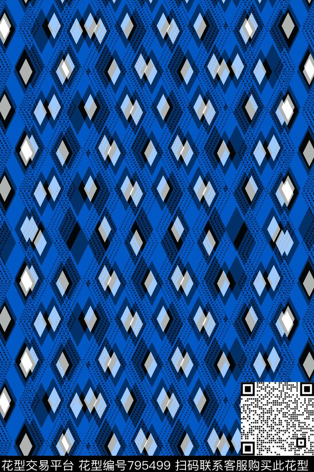 色块不规则几何菱形传统印花华亿平台下载（图片编号: 795499） - 瓦栏（Walan）