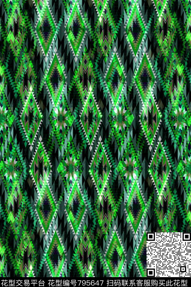 色块菱形不规则几何传统印花华亿平台下载（图片编号: 795647） - 瓦栏（Walan）