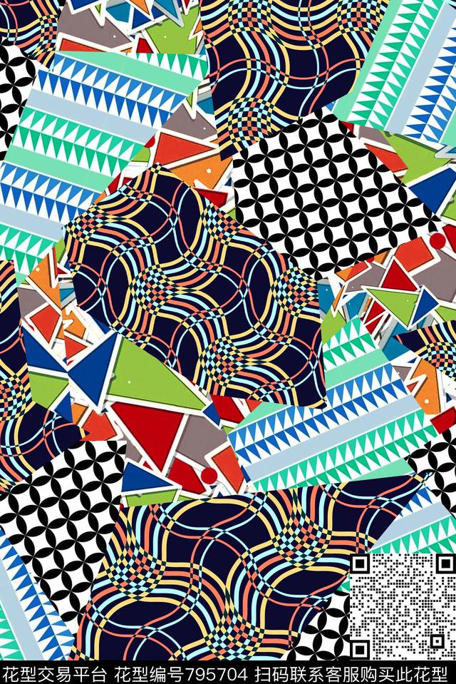 几何不规则几何方块数码印花华亿平台下载（图片编号: 795704） - 瓦栏（Walan）