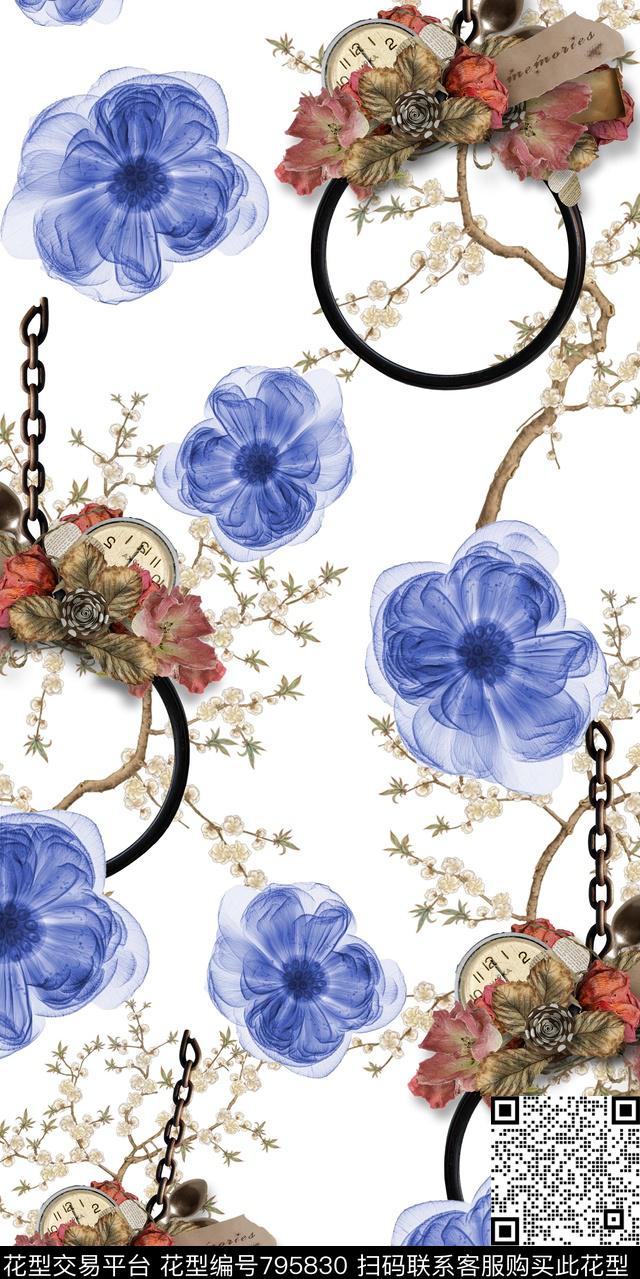 玉兰花花卉绳索数码印花华亿平台下载（图片编号: 795830） - 瓦栏（Walan）