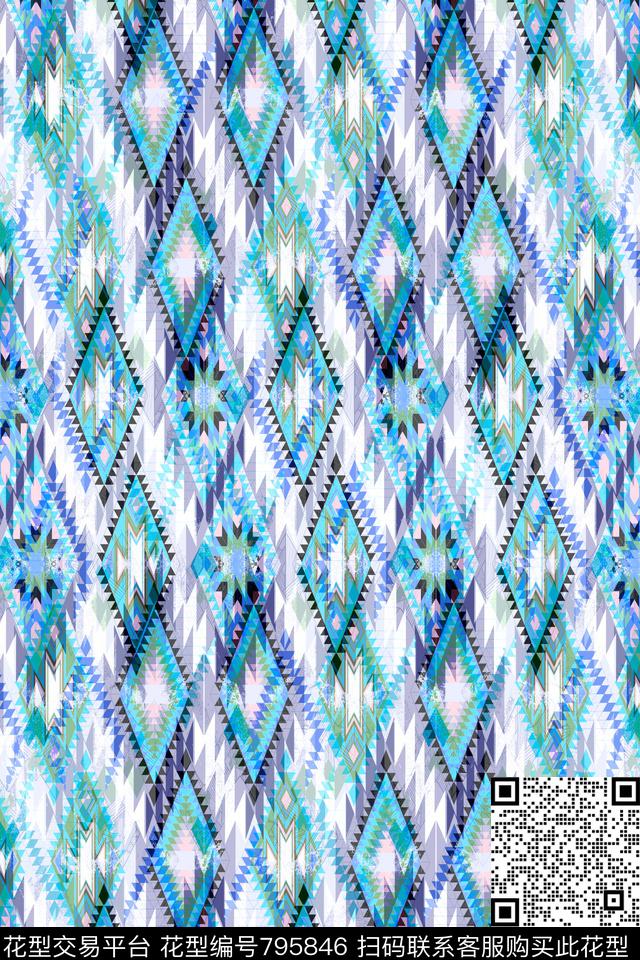 色块菱形不规则几何传统印花华亿平台下载（图片编号: 795846） - 瓦栏（Walan）