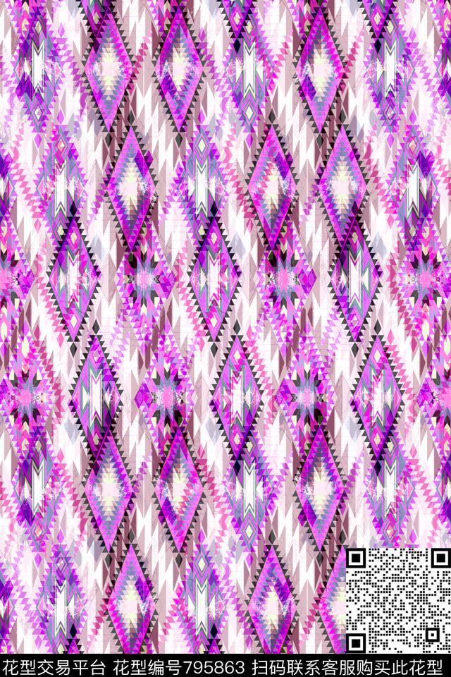 色块菱形不规则几何传统印花华亿平台下载（图片编号: 795863） - 瓦栏（Walan）