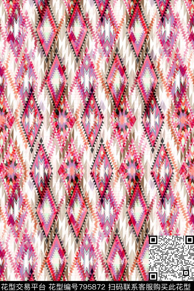 色块菱形不规则几何传统印花华亿平台下载（图片编号: 795872） - 瓦栏（Walan）