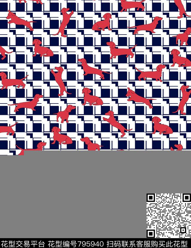几何动物狗传统印花华亿平台下载（图片编号: 795940） - 瓦栏（Walan）