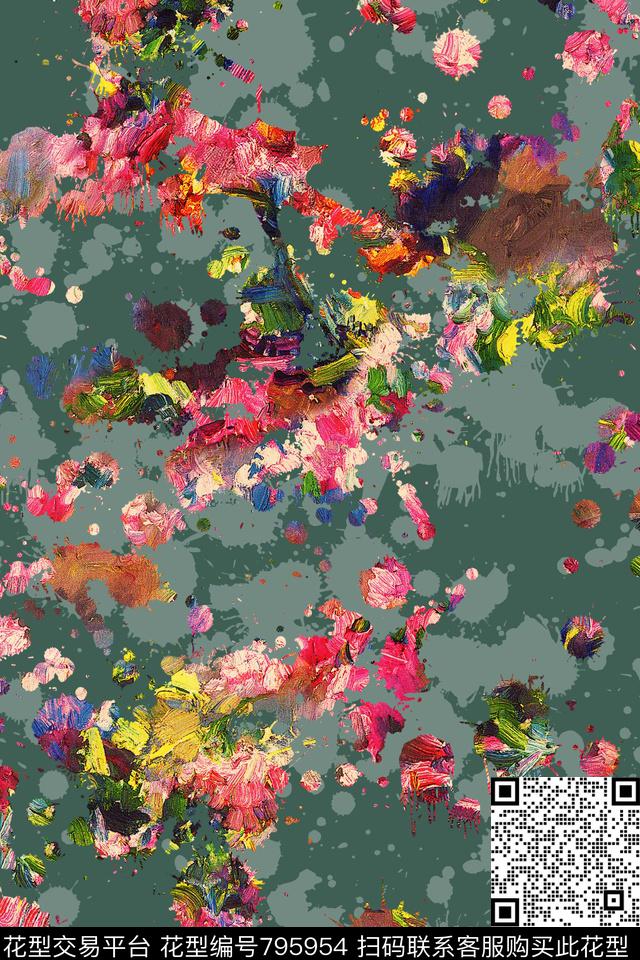 纹理笔触油画数码印花华亿平台下载（图片编号: 795954） - 瓦栏（Walan）