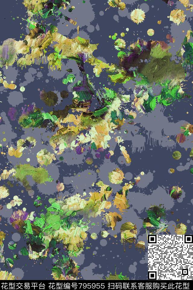 纹理笔触油画数码印花华亿平台下载（图片编号: 795955） - 瓦栏（Walan）