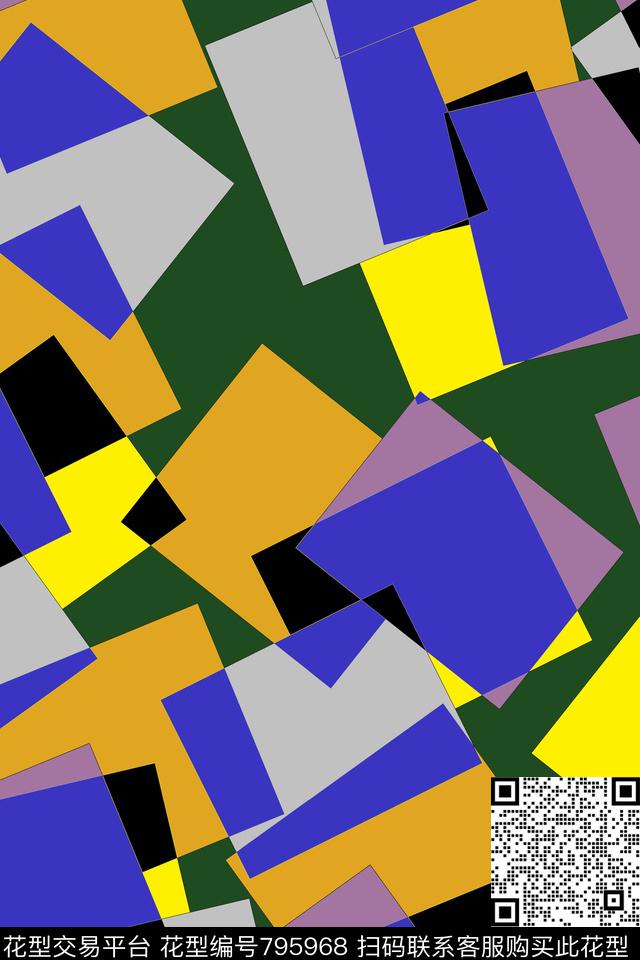 方块几何不规则几何色块传统印花华亿平台下载（图片编号: 795968） - 瓦栏（Walan）