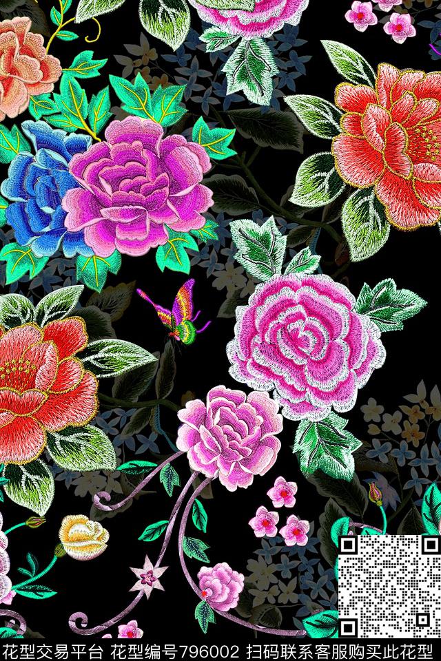 时尚民族风刺绣数码印花华亿平台下载（图片编号: 796002） - 瓦栏（Walan）