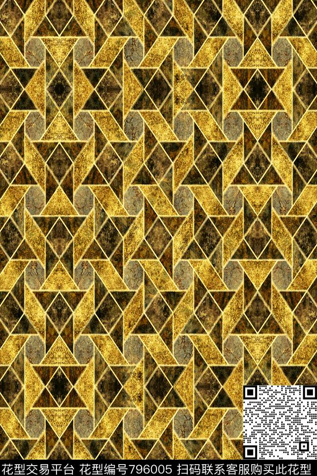 菱形小方块不规则几何传统印花华亿平台下载（图片编号: 796005） - 瓦栏（Walan）