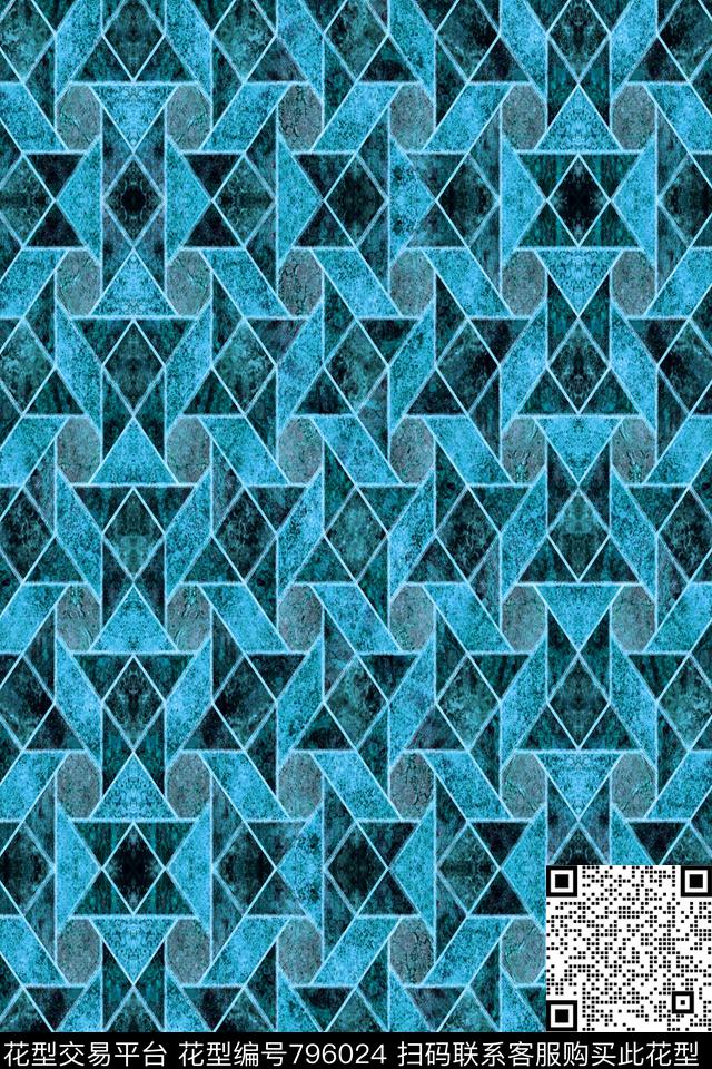 菱形小方块不规则几何传统印花华亿平台下载（图片编号: 796024） - 瓦栏（Walan）