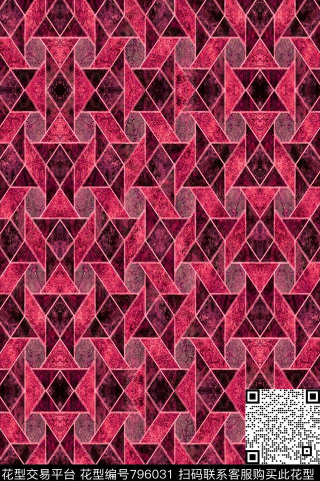 菱形小方块不规则几何传统印花华亿平台下载（图片编号: 796031） - 瓦栏（Walan）
