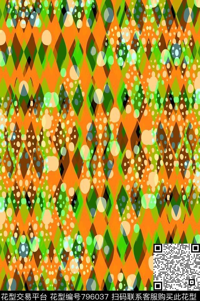 小方块不规则几何圆点传统印花华亿平台下载（图片编号: 796037） - 瓦栏（Walan）