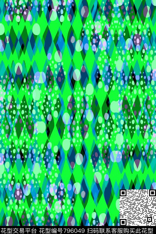 小方块不规则几何圆点传统印花华亿平台下载（图片编号: 796049） - 瓦栏（Walan）