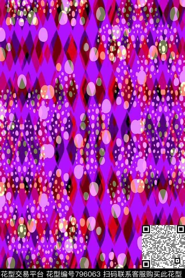 小方块不规则几何圆点传统印花华亿平台下载（图片编号: 796063） - 瓦栏（Walan）