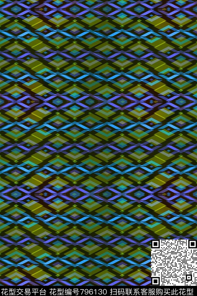 小方块不规则几何菱形传统印花华亿平台下载（图片编号: 796130） - 瓦栏（Walan）
