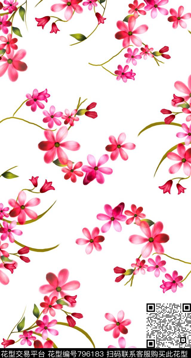 花朵花卉小花数码印花华亿平台下载（图片编号: 796183） - 瓦栏（Walan）