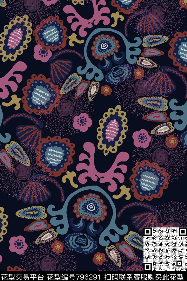 曼陀罗小碎花民族风传统印花华亿平台下载（图片编号: 796291） - 瓦栏（Walan）