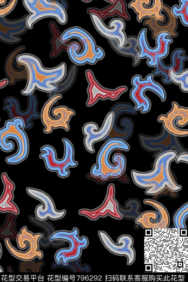 色块不规则几何民族风传统印花华亿平台下载（图片编号: 796292） - 瓦栏（Walan）