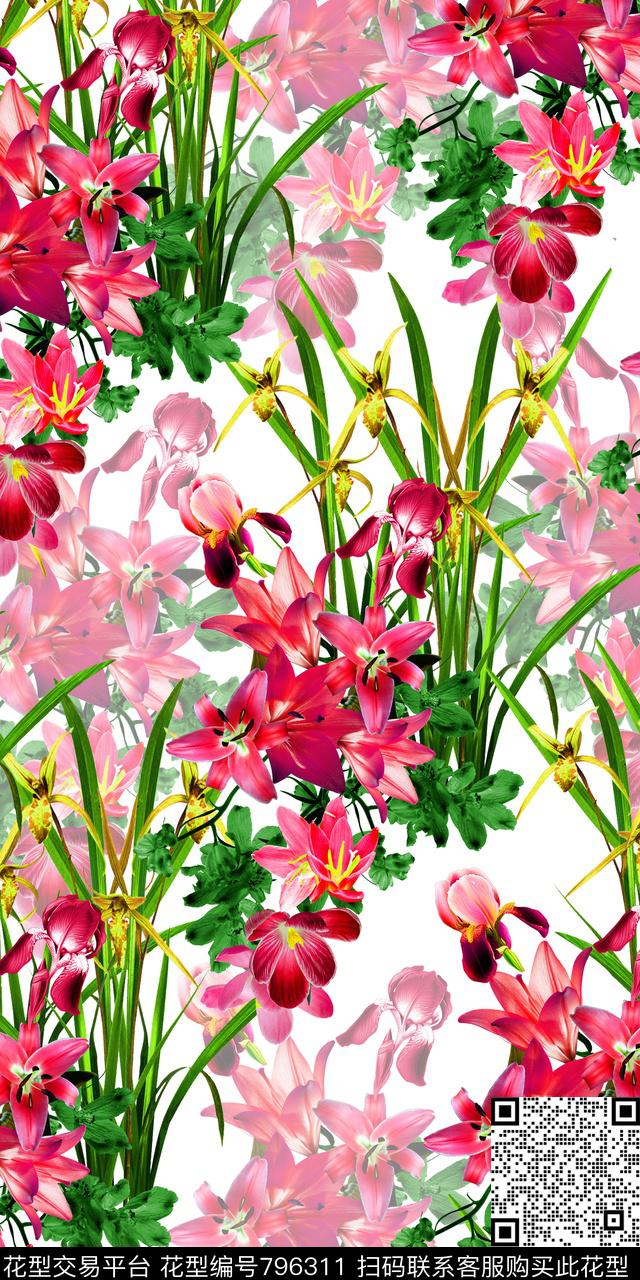 花朵数码印花鲜花数码印花华亿平台下载（图片编号: 796311） - 瓦栏（Walan）