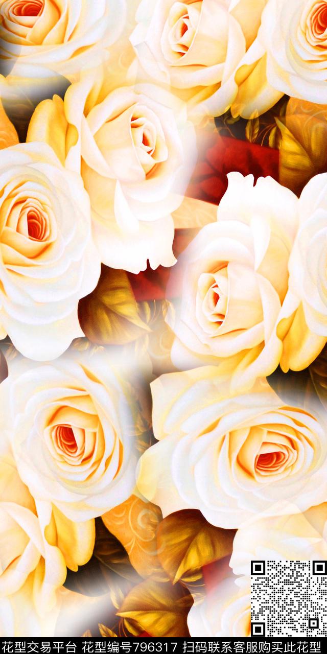 大花花朵数码印花数码印花华亿平台下载（图片编号: 796317） - 瓦栏（Walan）