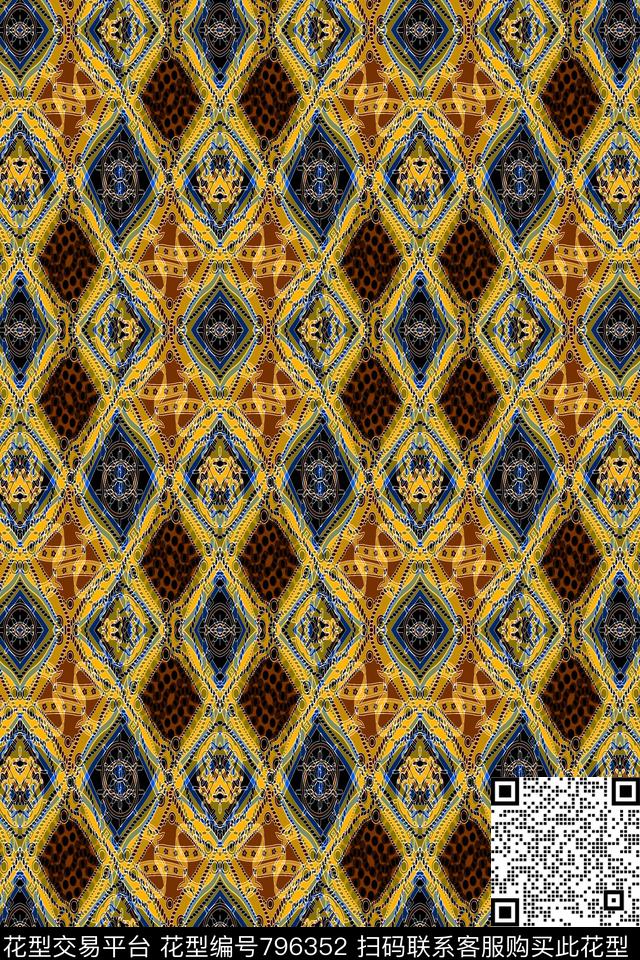 方格菱形不规则几何传统印花华亿平台下载（图片编号: 796352） - 瓦栏（Walan）