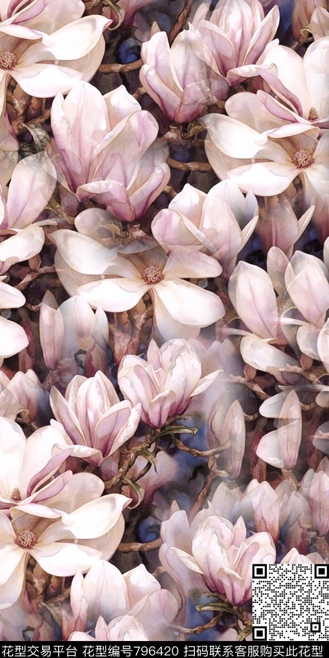 花卉乱花满版花传统印花华亿平台下载（图片编号: 796420） - 瓦栏（Walan）