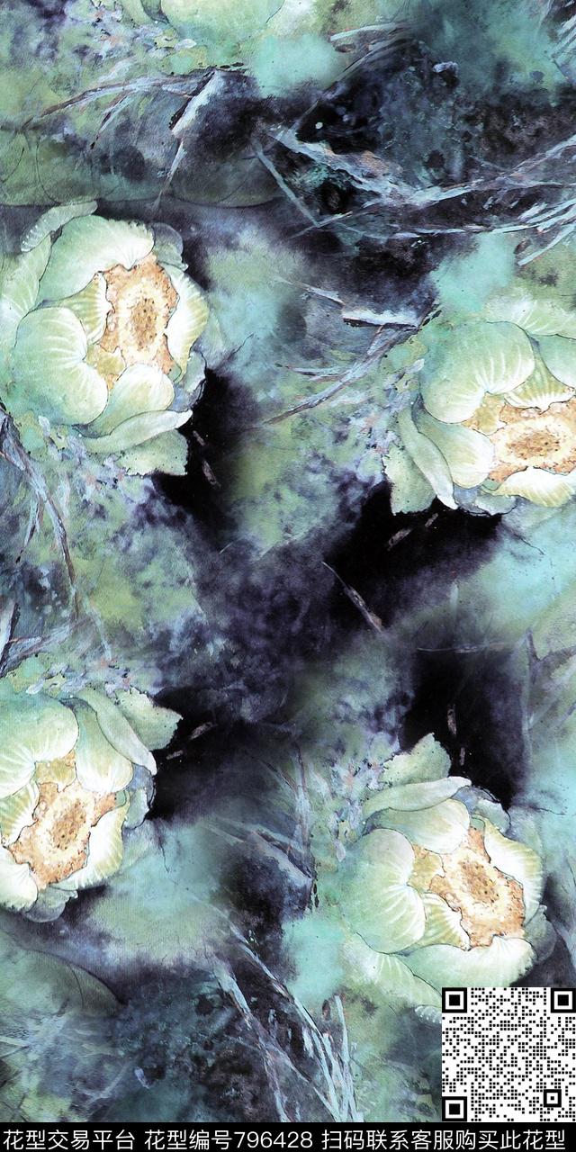 大花满版花乱花数码印花华亿平台下载（图片编号: 796428） - 瓦栏（Walan）