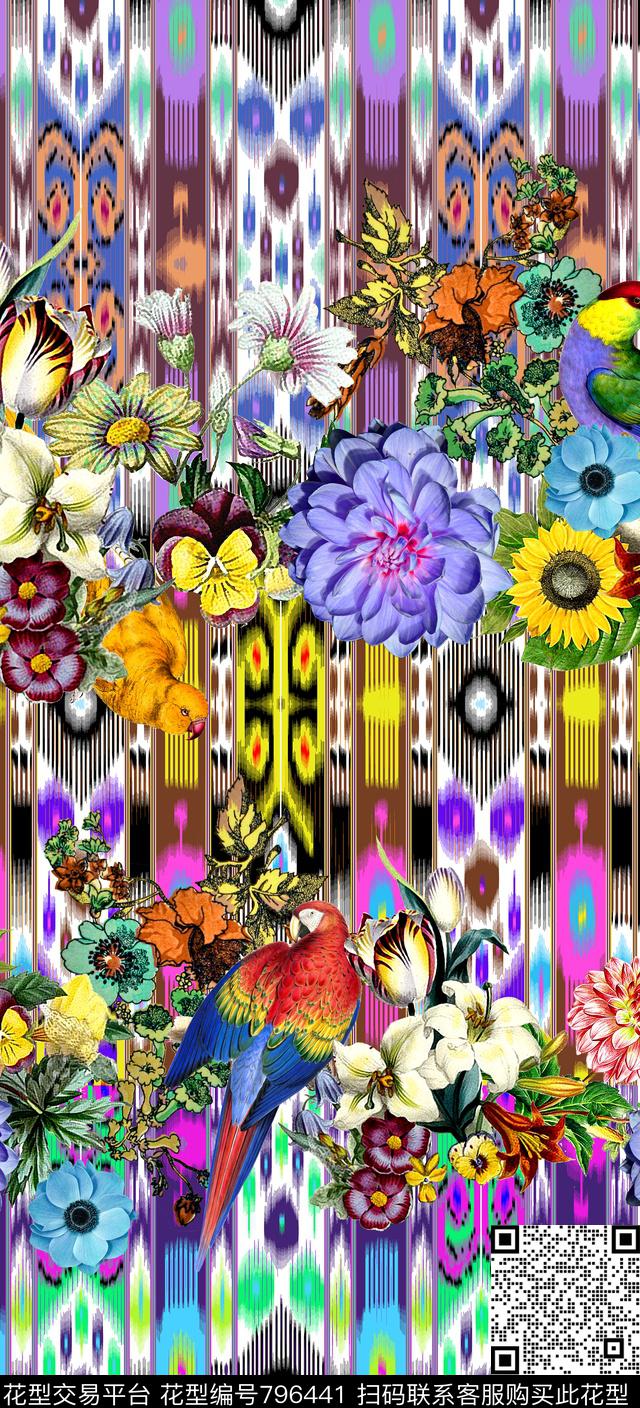 民族风花卉波西米亚数码印花华亿平台下载（图片编号: 796441） - 瓦栏（Walan）