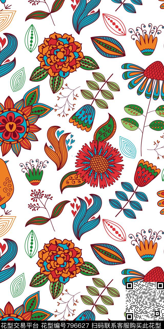 民族风小碎花大花传统印花华亿平台下载（图片编号: 796627） - 瓦栏（Walan）