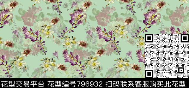 花卉花朵女装数码印花华亿平台下载（图片编号: 796932） - 瓦栏（Walan）