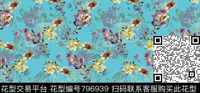 花卉花朵女装数码印花华亿平台下载（图片编号: 796939） - 瓦栏（Walan）