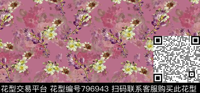 花卉花朵女装数码印花华亿平台下载（图片编号: 796943） - 瓦栏（Walan）