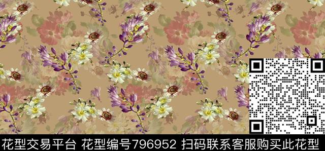 花卉花朵女装数码印花华亿平台下载（图片编号: 796952） - 瓦栏（Walan）