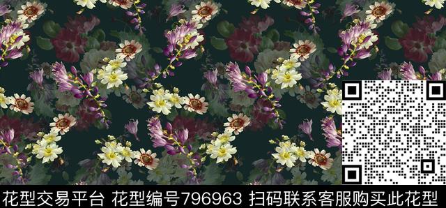 花卉花朵女装数码印花华亿平台下载（图片编号: 796963） - 瓦栏（Walan）