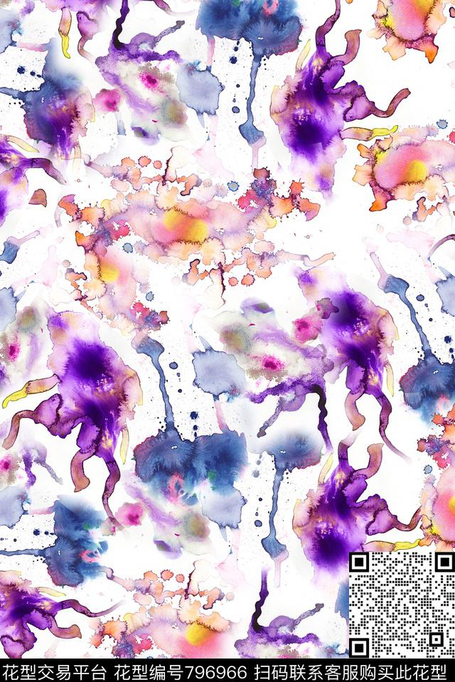 笔刷油墨纹理数码印花华亿平台下载（图片编号: 796966） - 瓦栏（Walan）